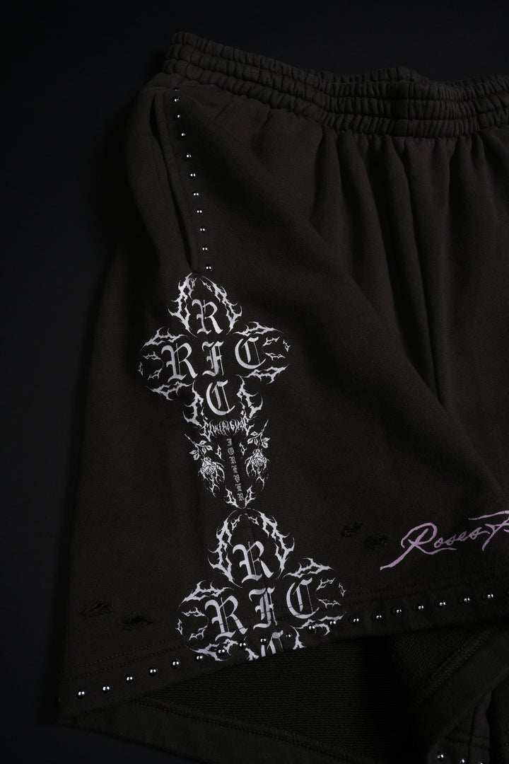 Chaos Bloom Baggy Shorts in Brown