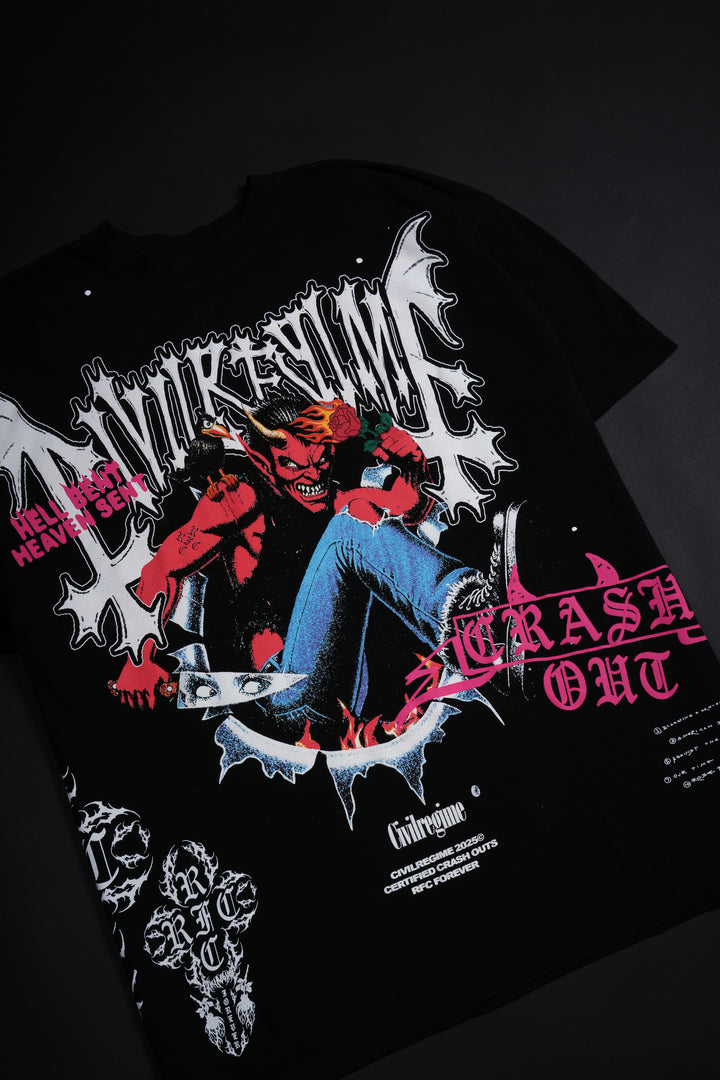 Devil's Crash Out American Classic Oversized Tee in Black
