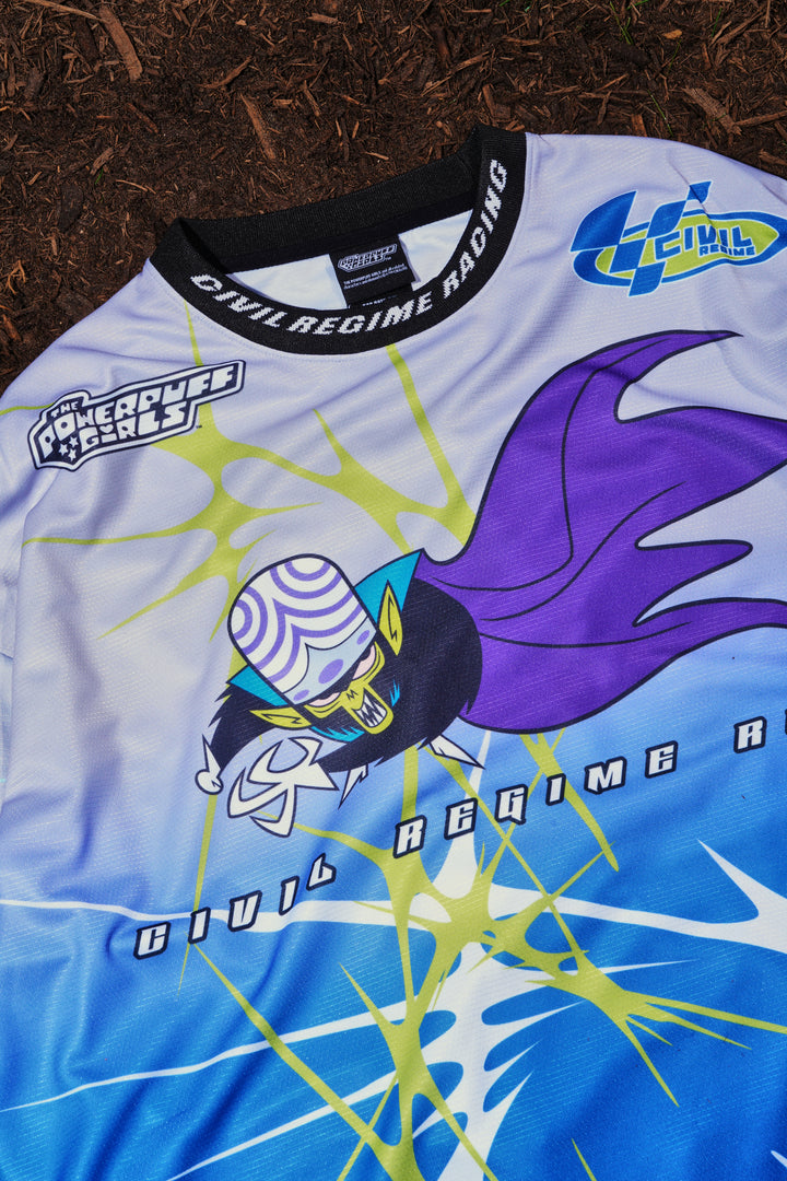 Race Out L/S Moto Jersey in Gray/Blue Gradient