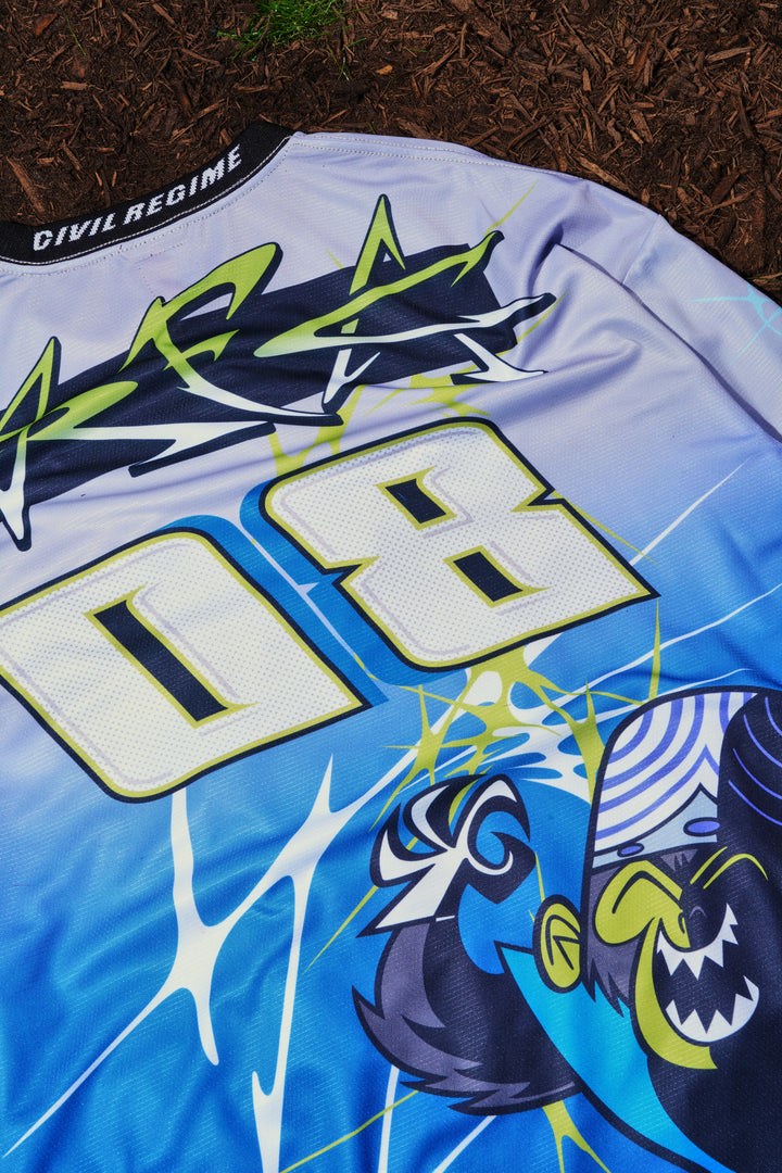 Race Out L/S Moto Jersey in Gray/Blue Gradient