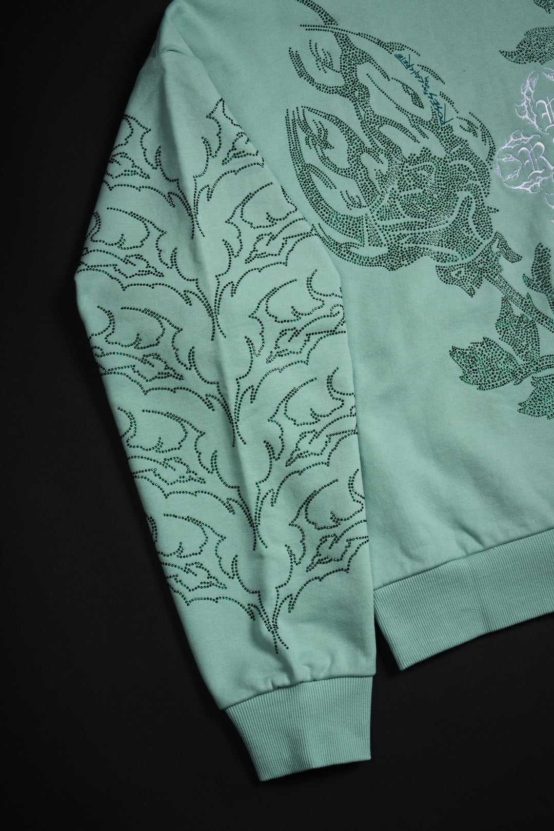 Stone Empire Outliers Distressed Zip Up Hoodie in Sea Moss Green