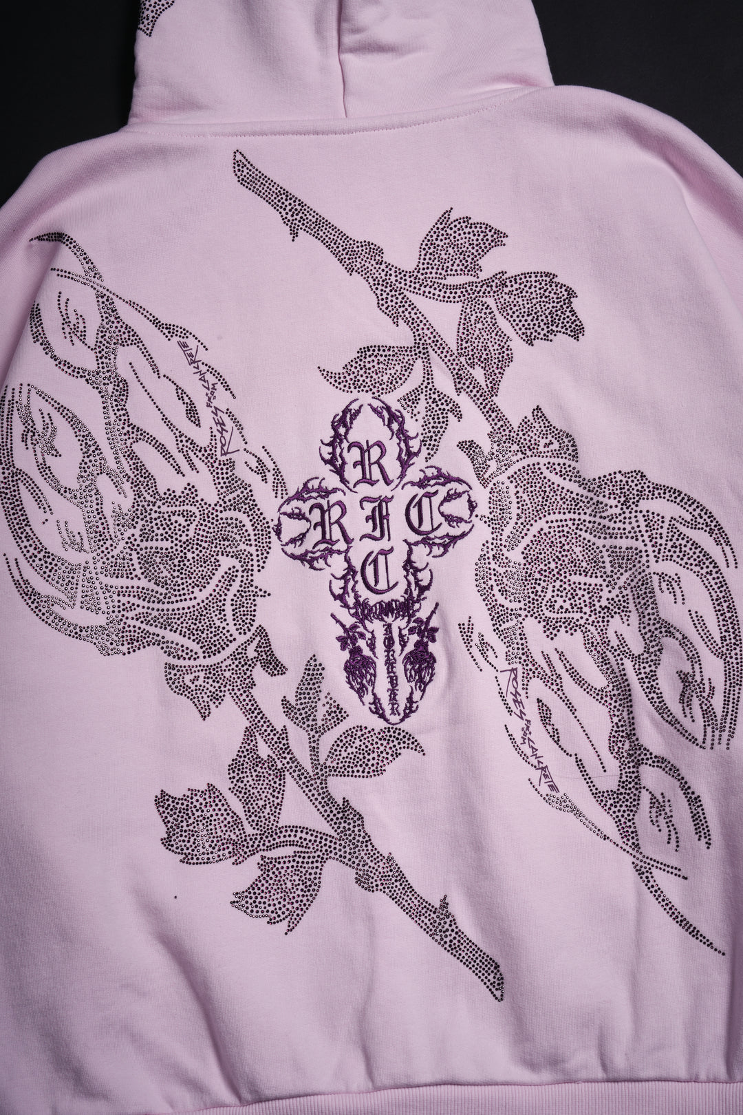 Stone Empire Outliers Distressed Zip Up Hoodie in Baby Pink