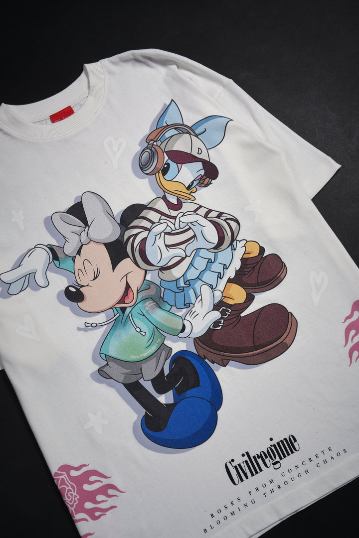 Minnie And Daisy American Classic Oversized Tee in Butter