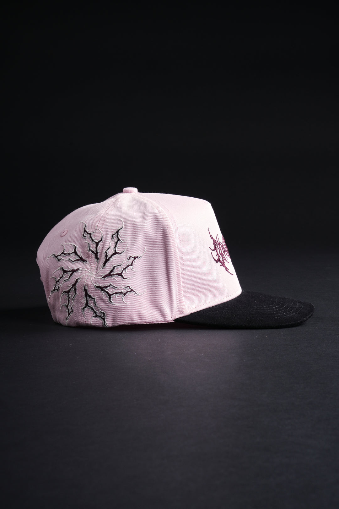 Civil Shuriken 5 Panel Snapback Hat in Baby Pink/Black