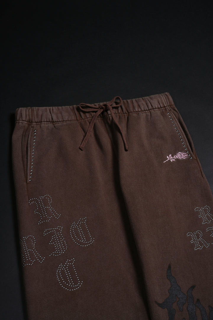 Eternal Chaos Wide Leg Fleece Pants in Sun Faded Brown