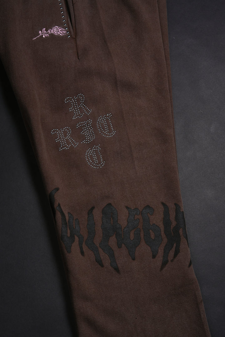 Eternal Chaos Wide Leg Fleece Pants in Sun Faded Brown