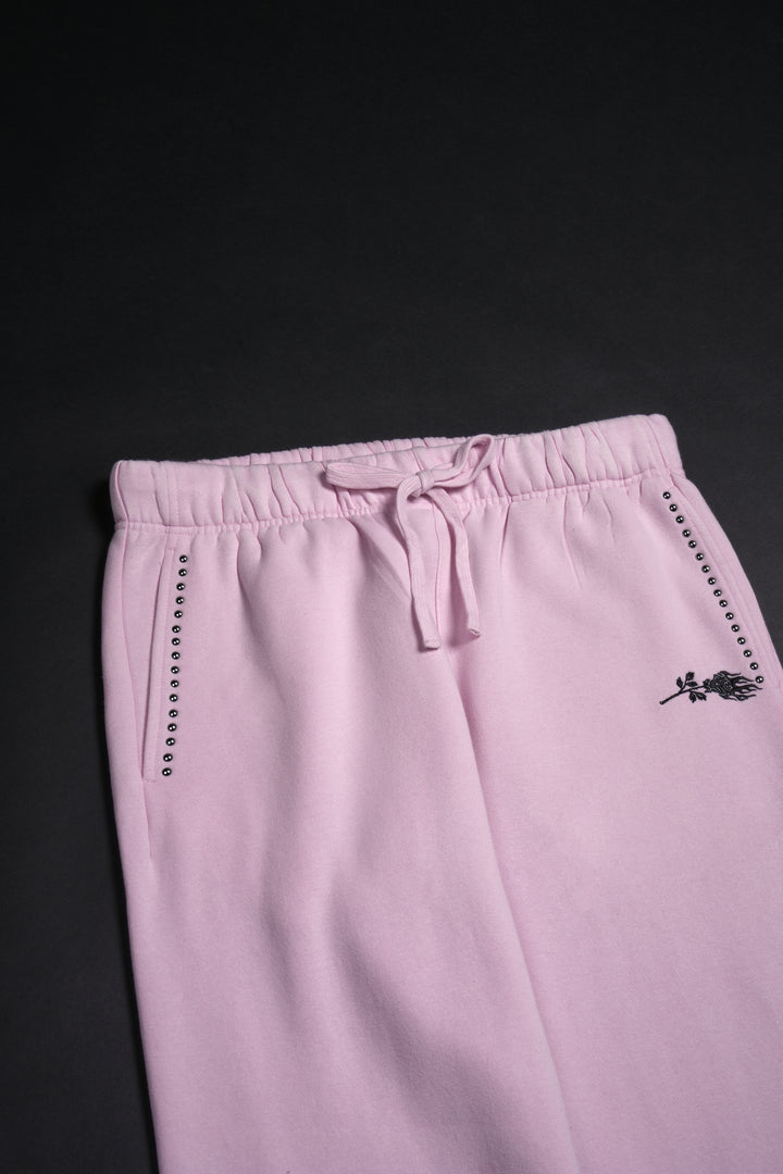 Wickedly Sweet Wide Leg Fleece Pants in Sun Faded Baby Pink