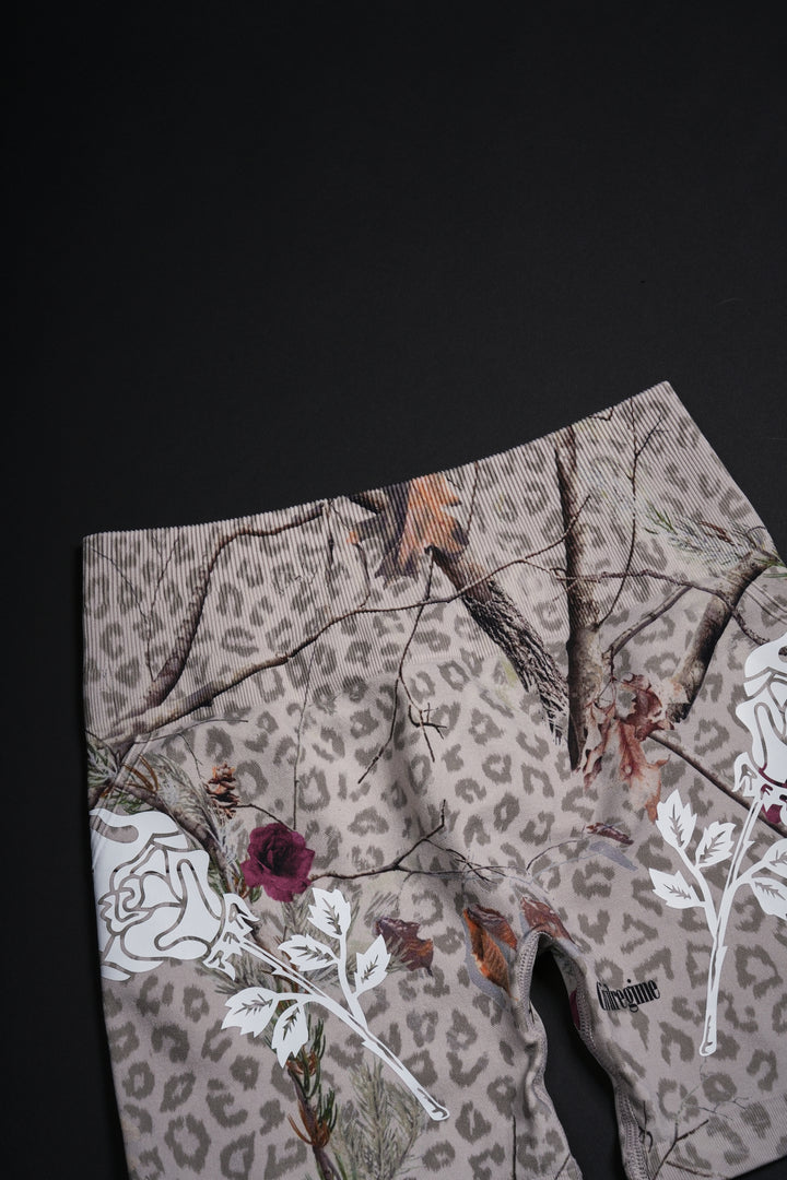 Concrete Training Seamless Shorts in Real Leopard Camo