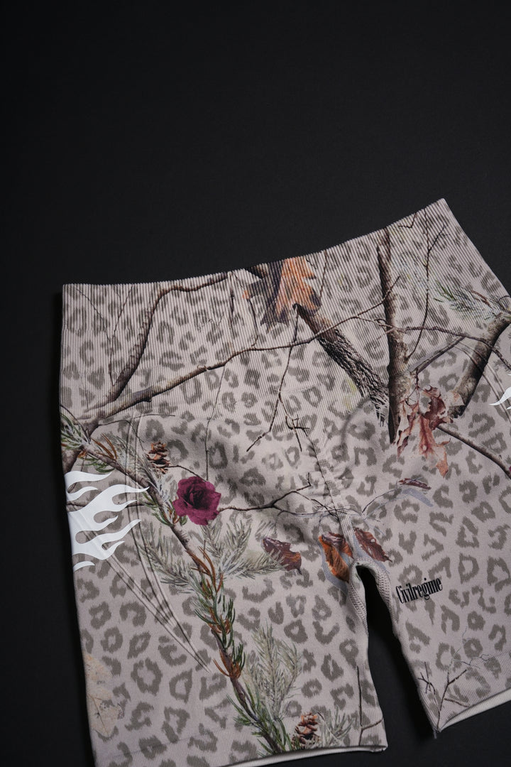 Concrete Training Seamless Shorts in Real Leopard Camo