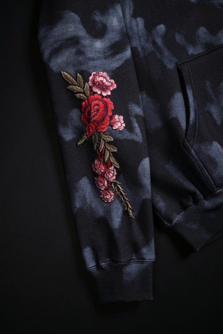 Dark Echo (Red) Roses Hoodie in Dark Echo Print