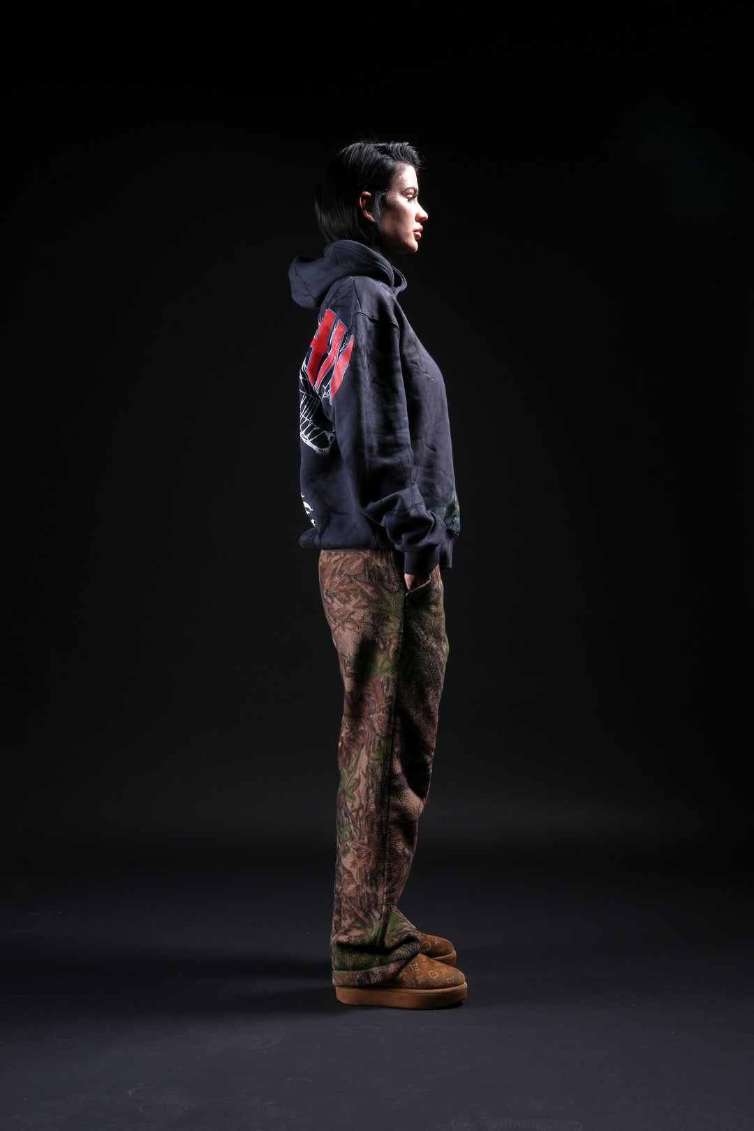 Zombie Spiderman Chaos Hoodie in Noir Wash