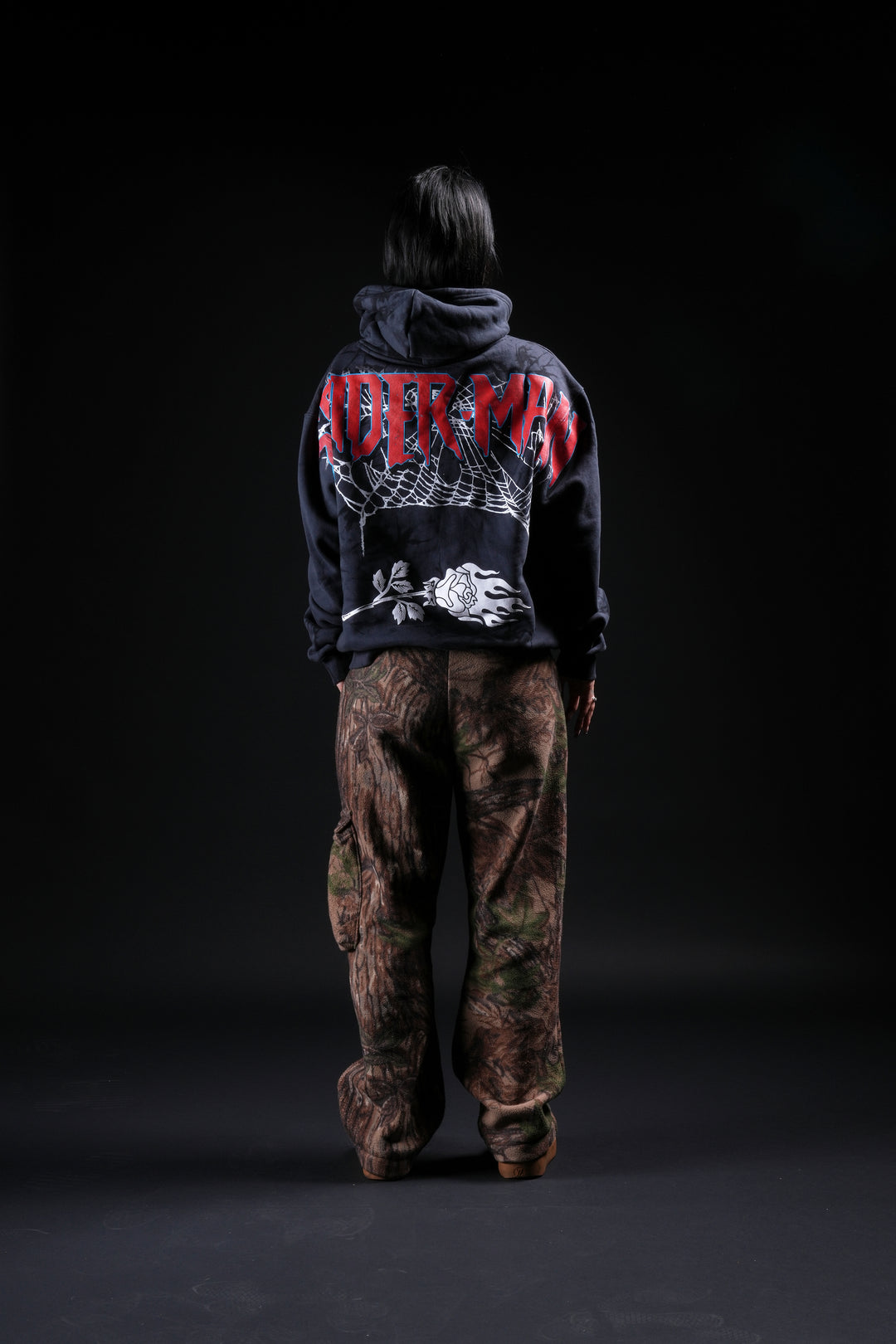 Zombie Spiderman Chaos Hoodie in Noir Wash