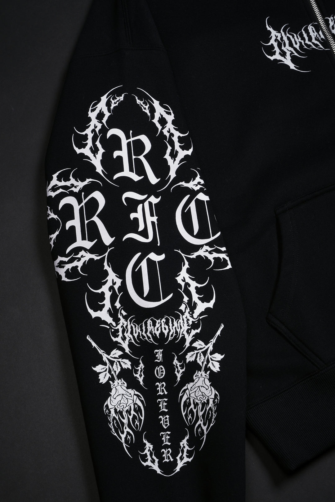 Roses Forever Zip Up Hoodie in Black