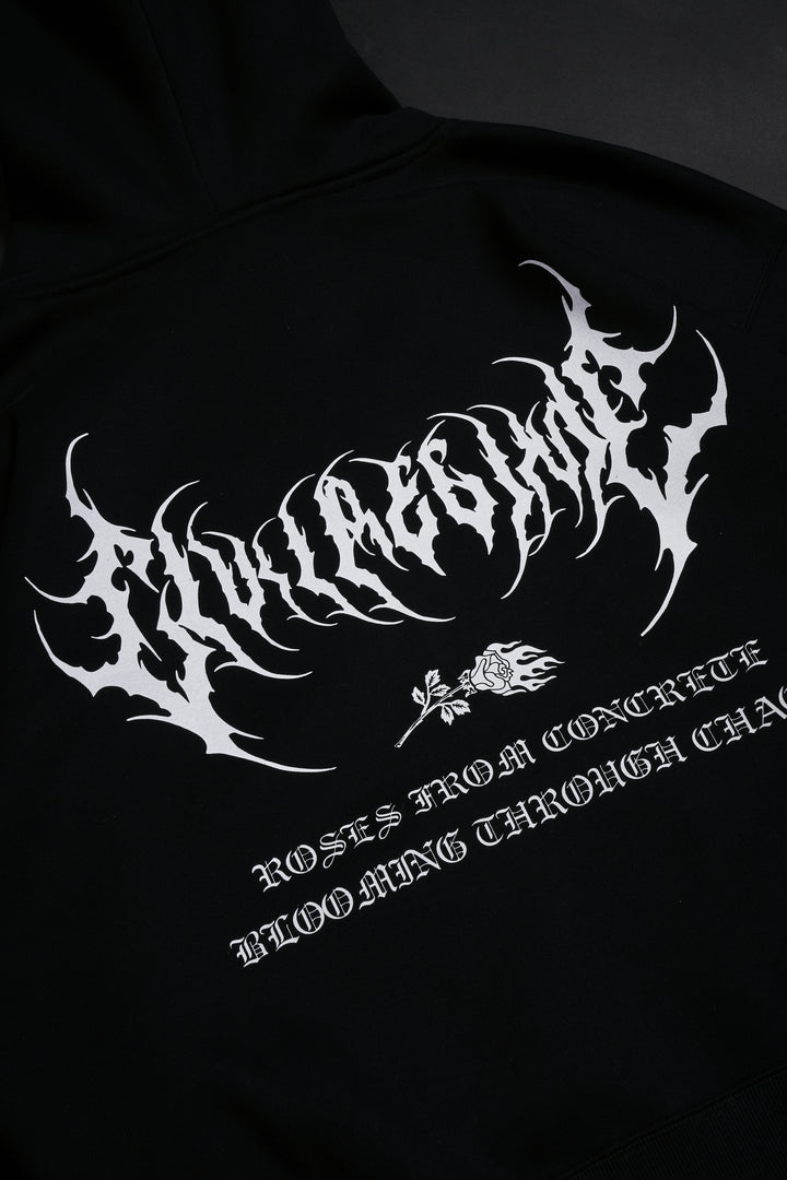 Roses Forever Zip Up Hoodie in Black