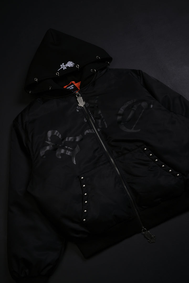 Haze Concrete Bomber Jacket in Black/Black
