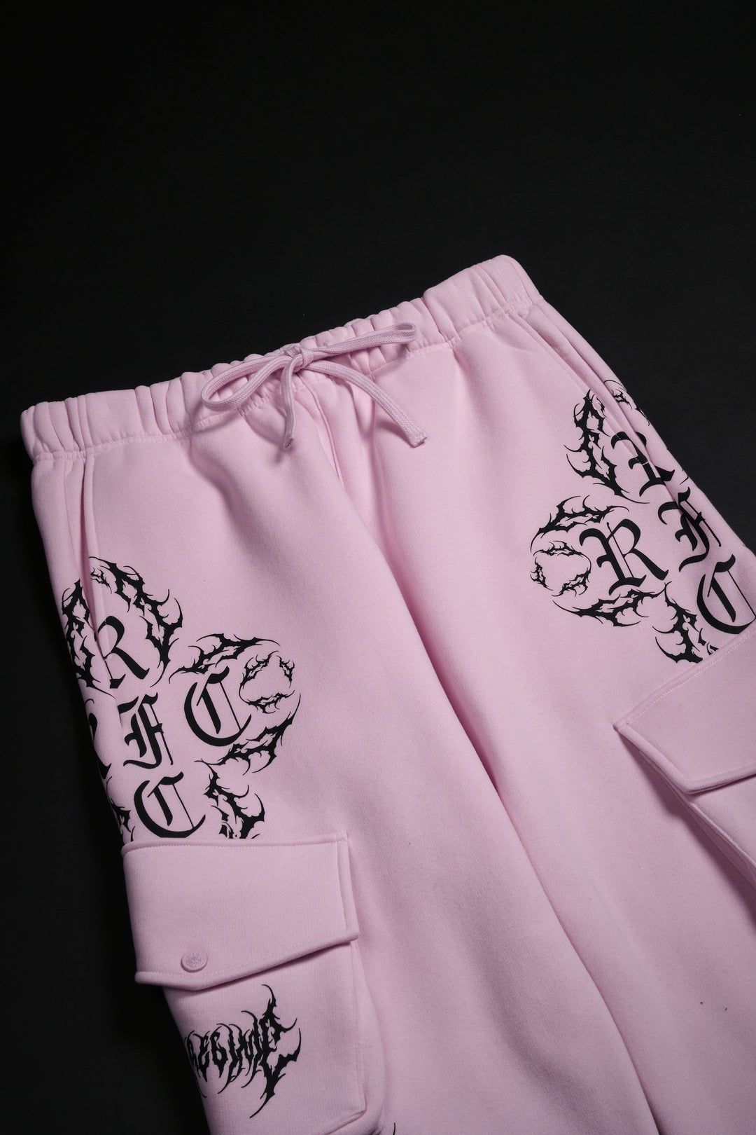 Roses Forever Wide Leg Cargo Fleece Pants in Baby Pink