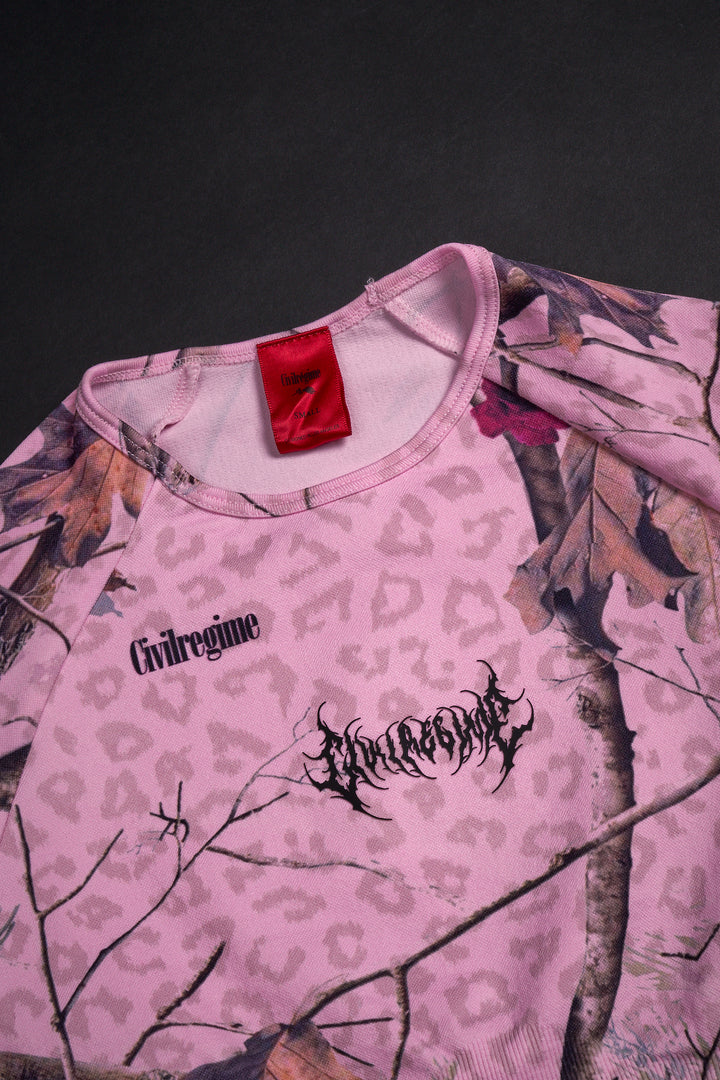 Concrete Forest Seamless L/S Top in Baby Pink Real Leopard Camo