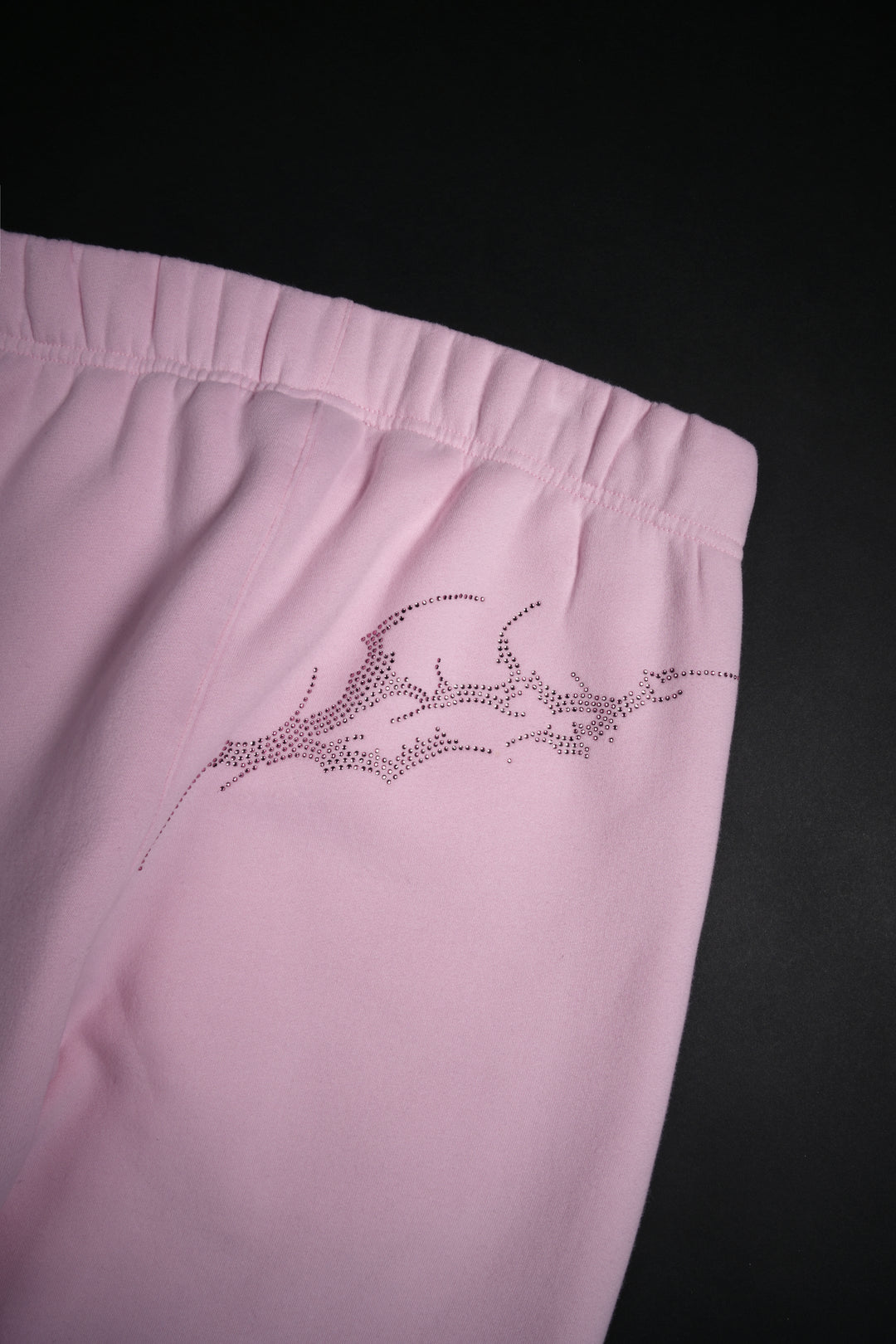 Bad Bih Rhinestone Wide Leg Fleece Pants in Baby Pink