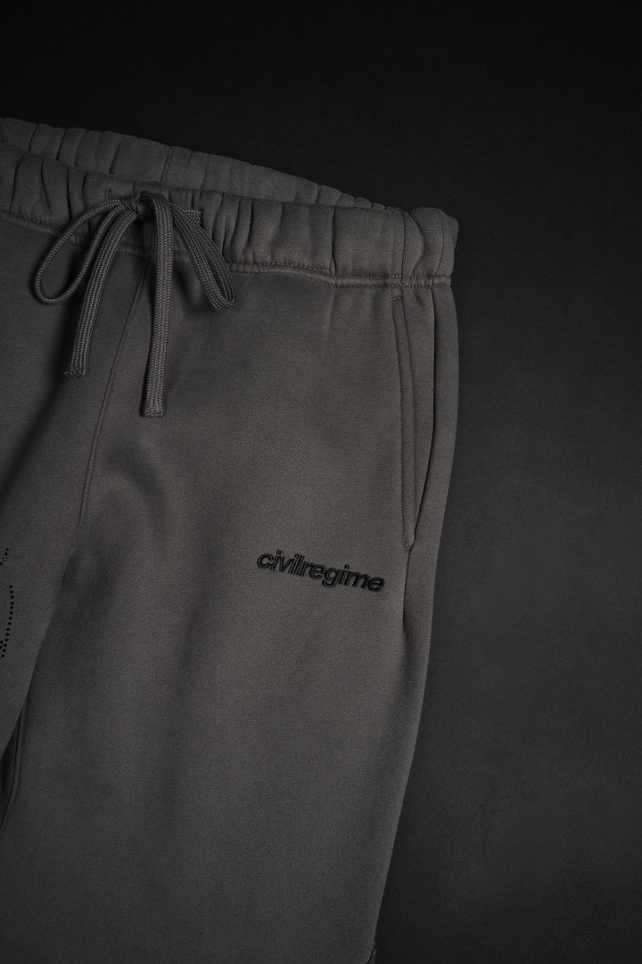 Bad Bih Rhinestone  Wide Leg Fleece Pants in Vintage Ashes