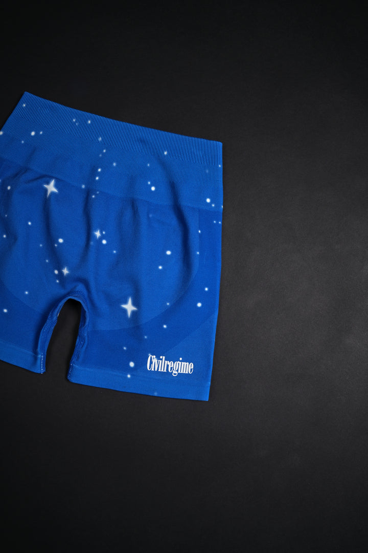 Stardust Shimmer Kelly Seamless Shorts in Royal Blue