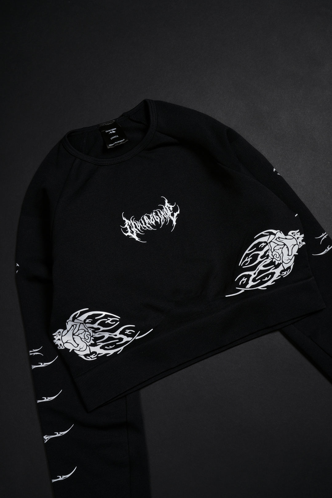 Sinister Bloom Seamless L/S Top in Black