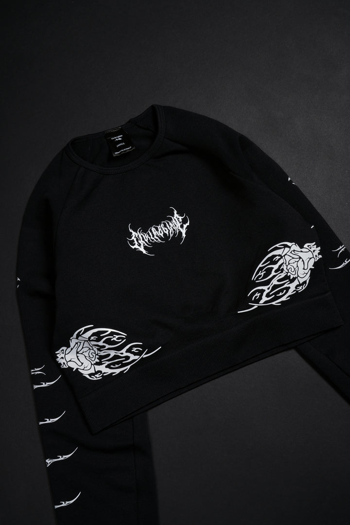 Sinister Bloom Seamless L/S Top in Black