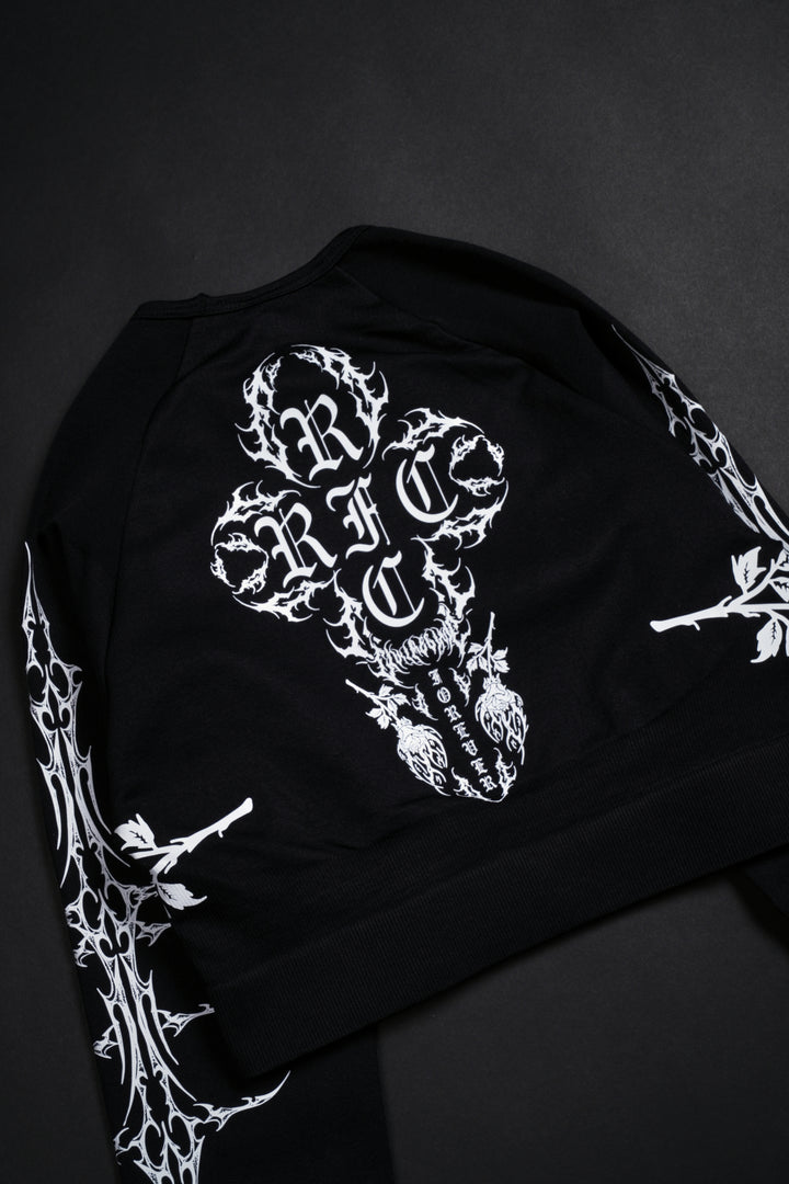 Sinister Bloom Seamless L/S Top in Black