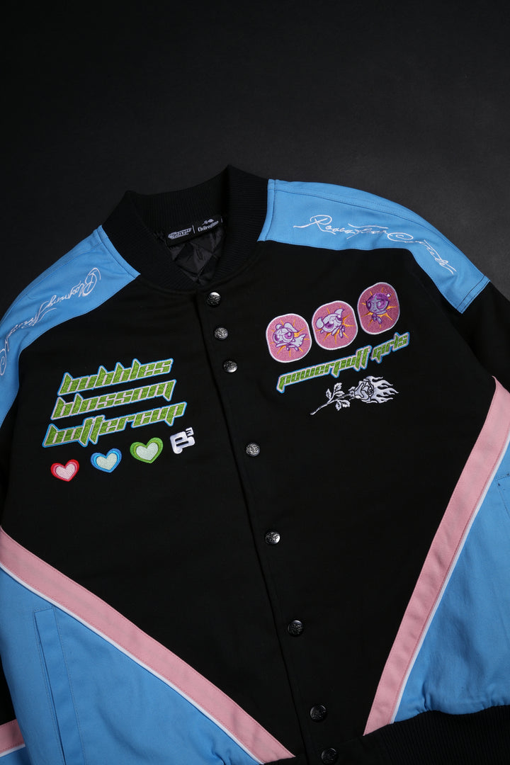 Everything Nice Racing Jacket in Black/Sky Blue