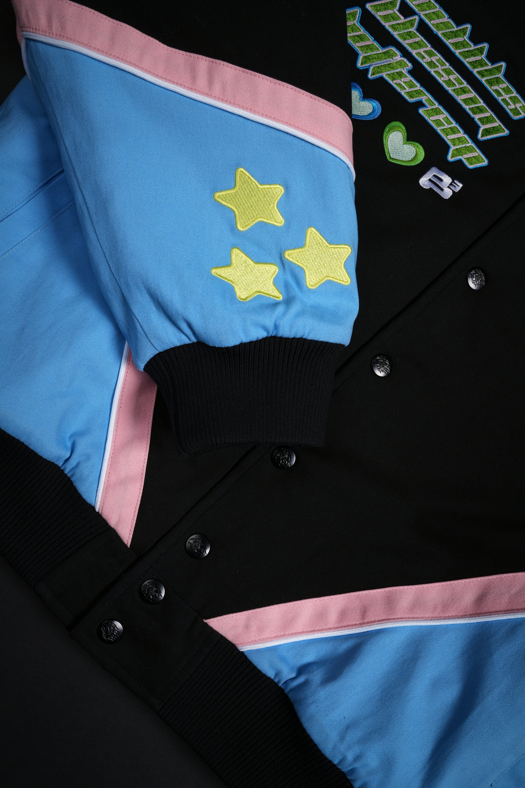 Everything Nice Racing Jacket in Black/Sky Blue