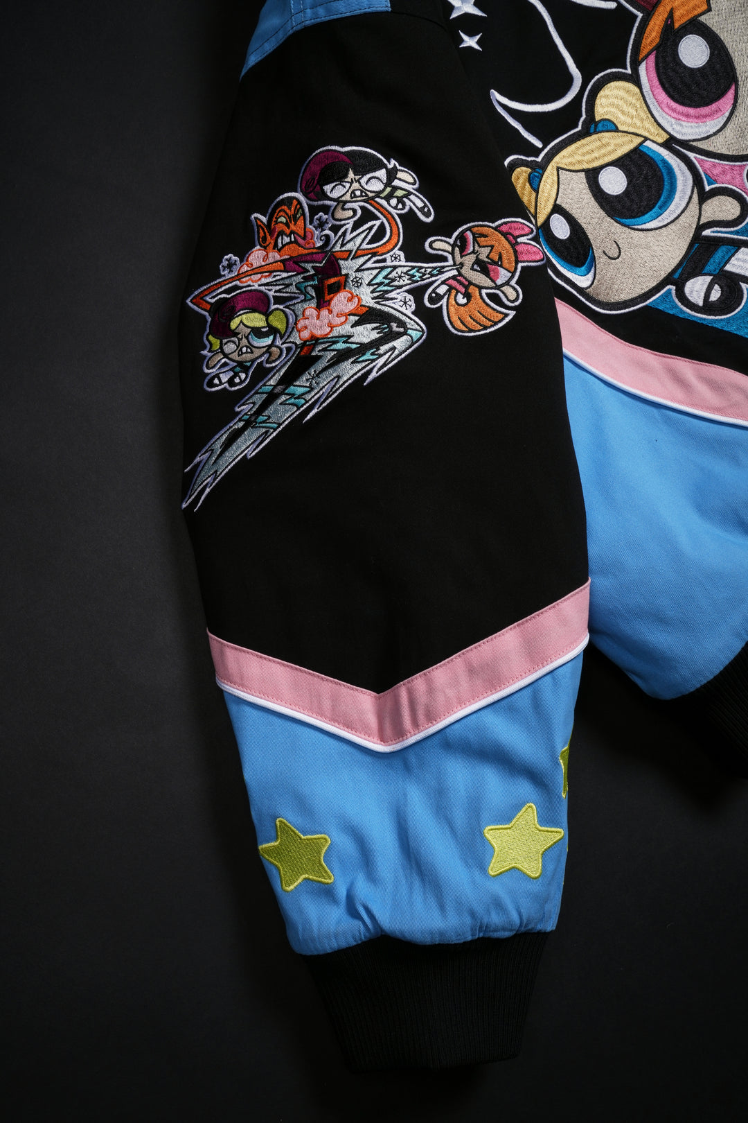 Everything Nice Racing Jacket in Black/Sky Blue