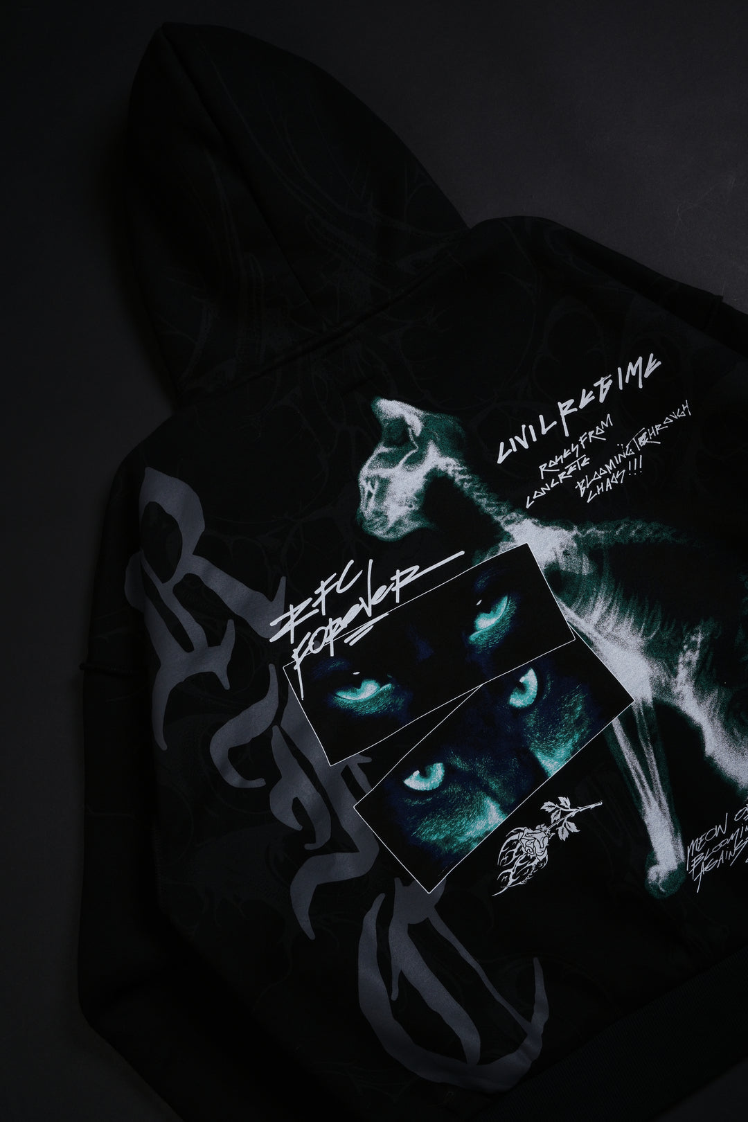 Cat Scan Civil Zip Up Hoodie in Black
