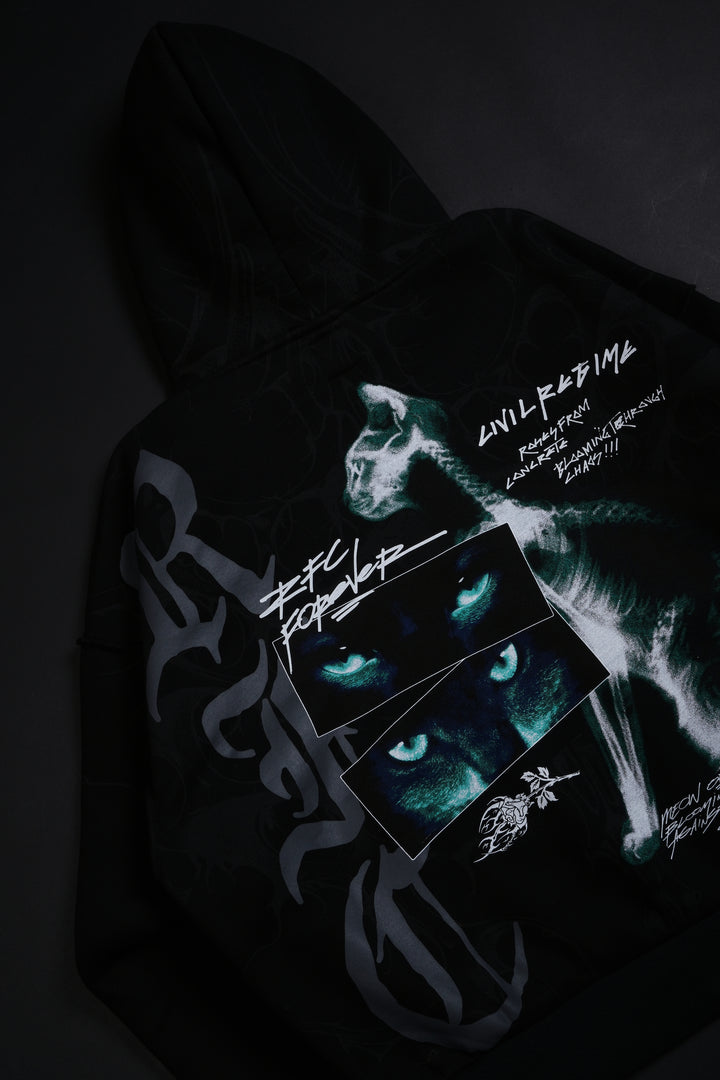 Cat Scan Civil Zip Up Hoodie in Black
