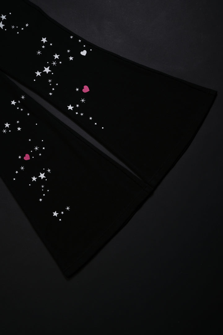 Contamination Waffle Thermal Flared Leggings in Black