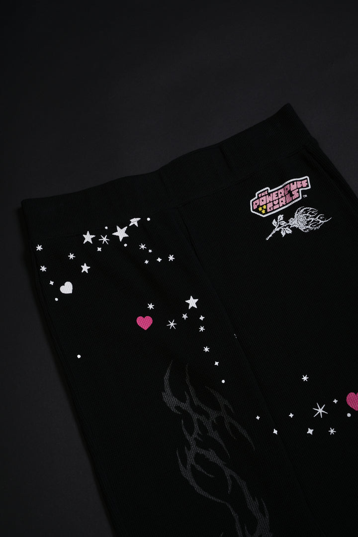 Contamination Waffle Thermal Flared Leggings in Black