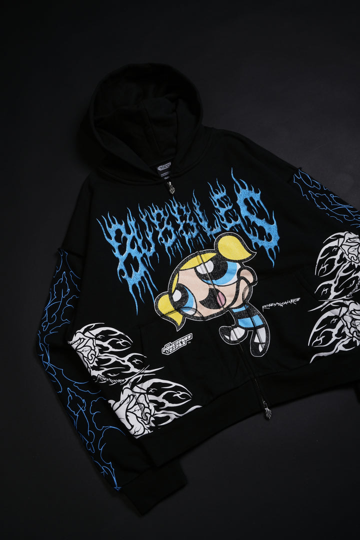 Bubbles Civil Zip Up Hoodie in Black