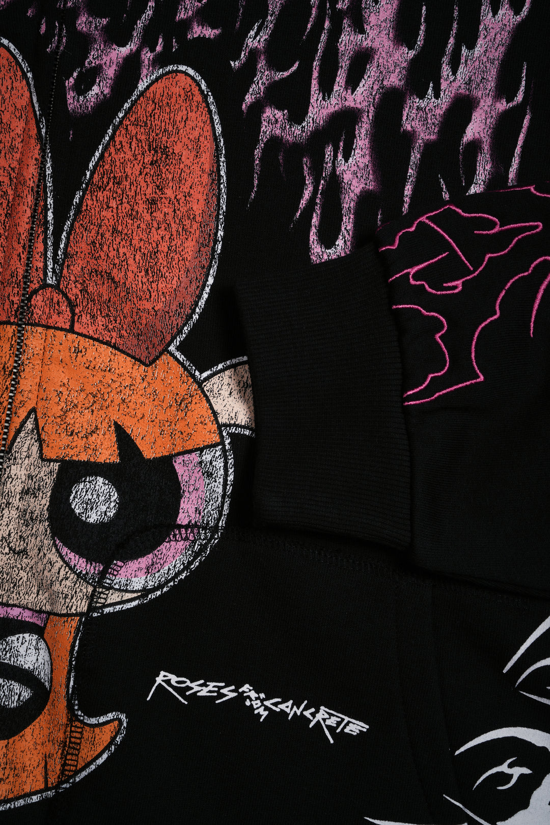 Blossom Civil Zip Up Hoodie in Baby Pink/Black