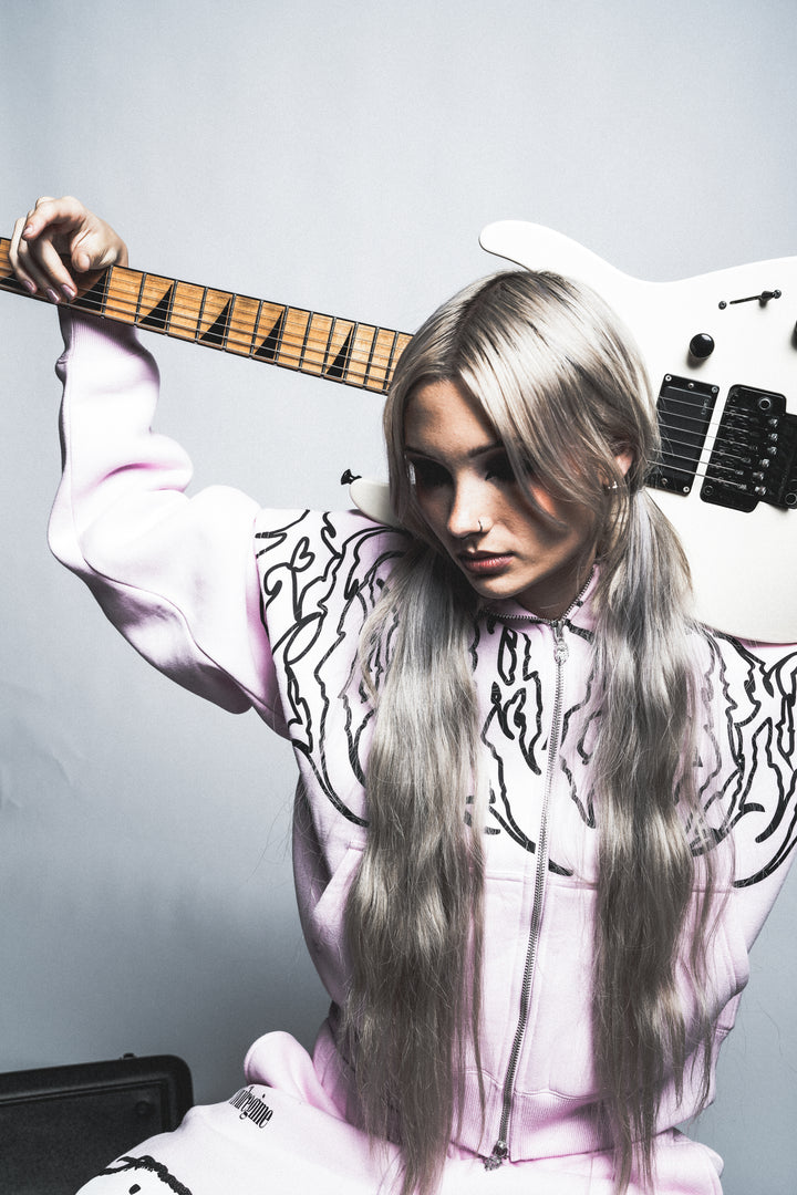 Mega Hesh Core Zip Up Hoodie in Baby Pink