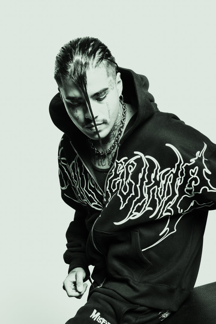 Mega Hesh Core Zip Up Hoodie in Black