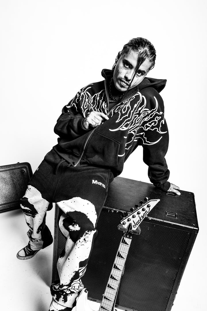 Mega Hesh Core Zip Up Hoodie in Black