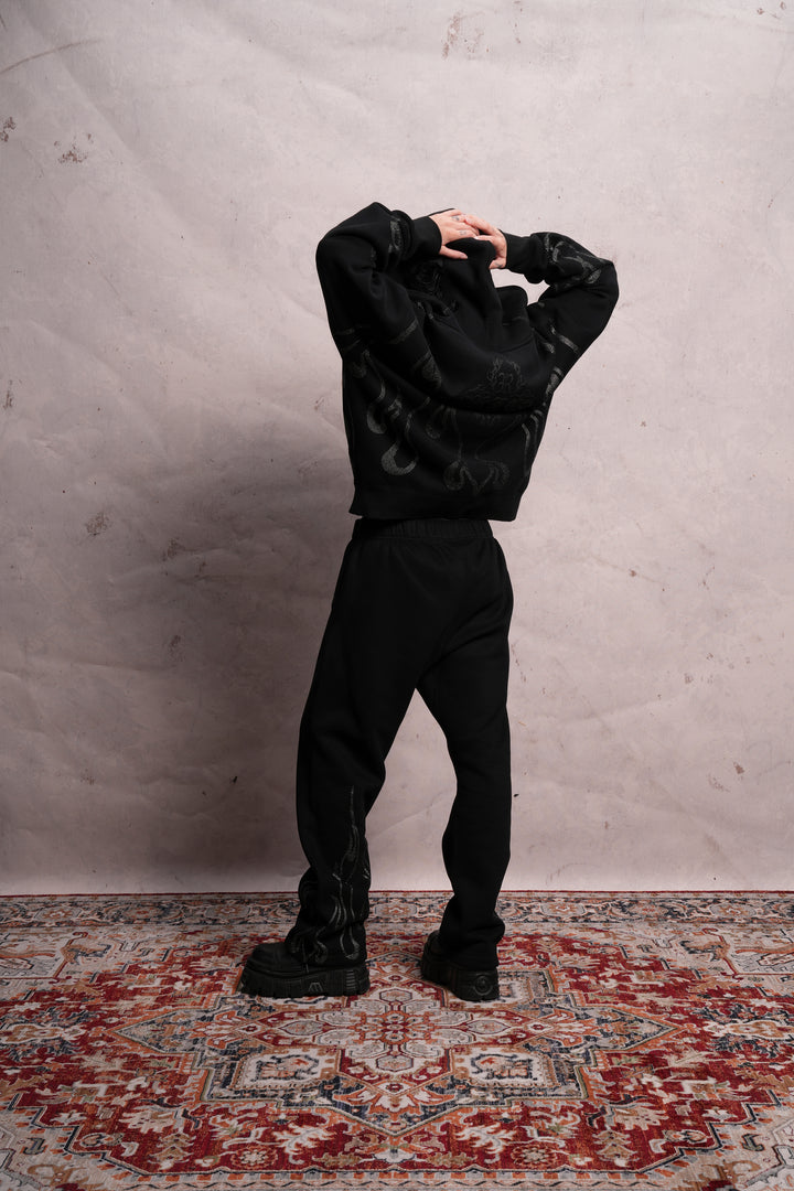 Trail Of Ashes Zip Up Hoodie in Black
