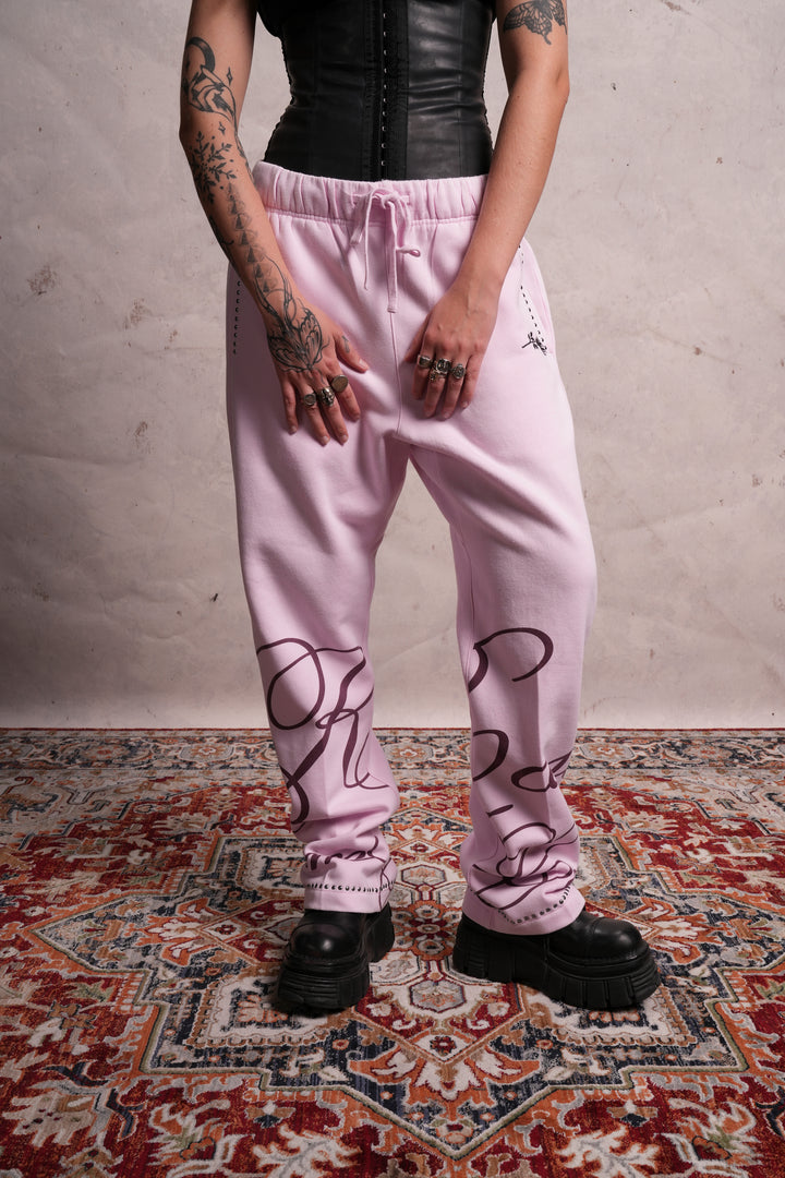 Wickedly Sweet Wide Leg Fleece Pants in Sun Faded Baby Pink