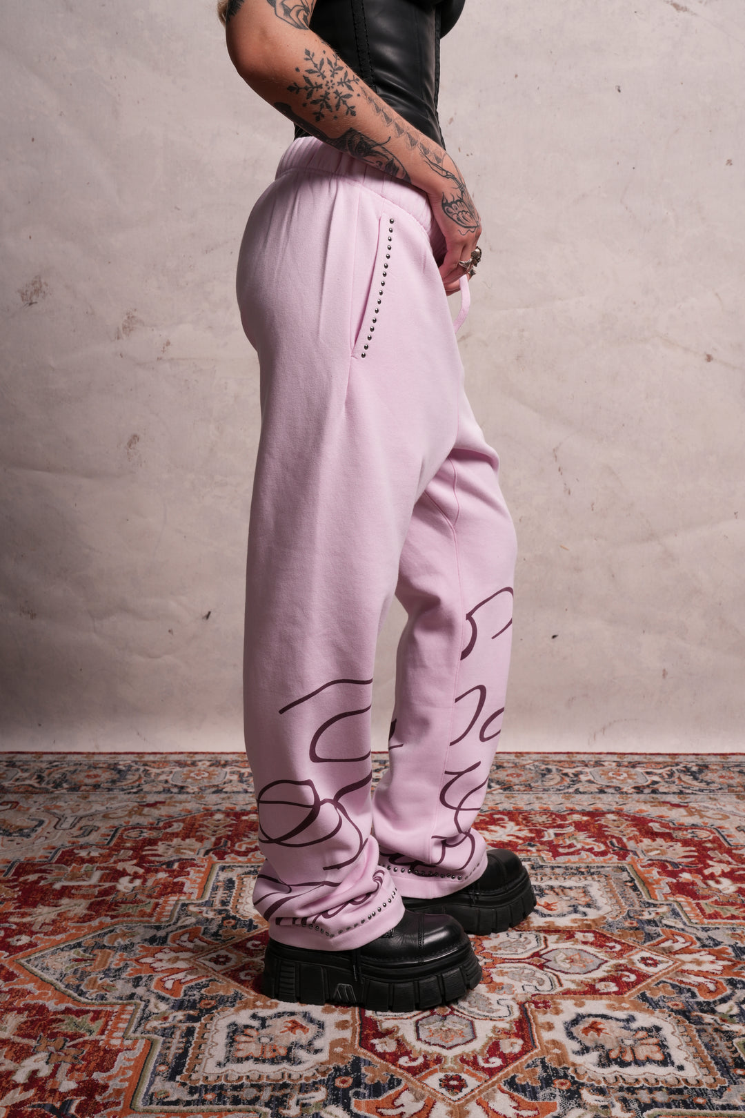 Wickedly Sweet Wide Leg Fleece Pants in Sun Faded Baby Pink