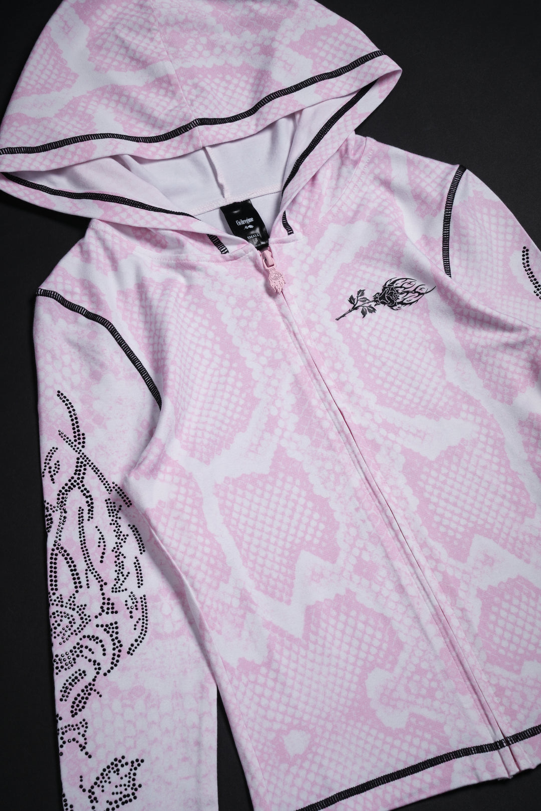 Serpent's Kiss Pookie's Zip Up Hoodie in Baby Pink Snake