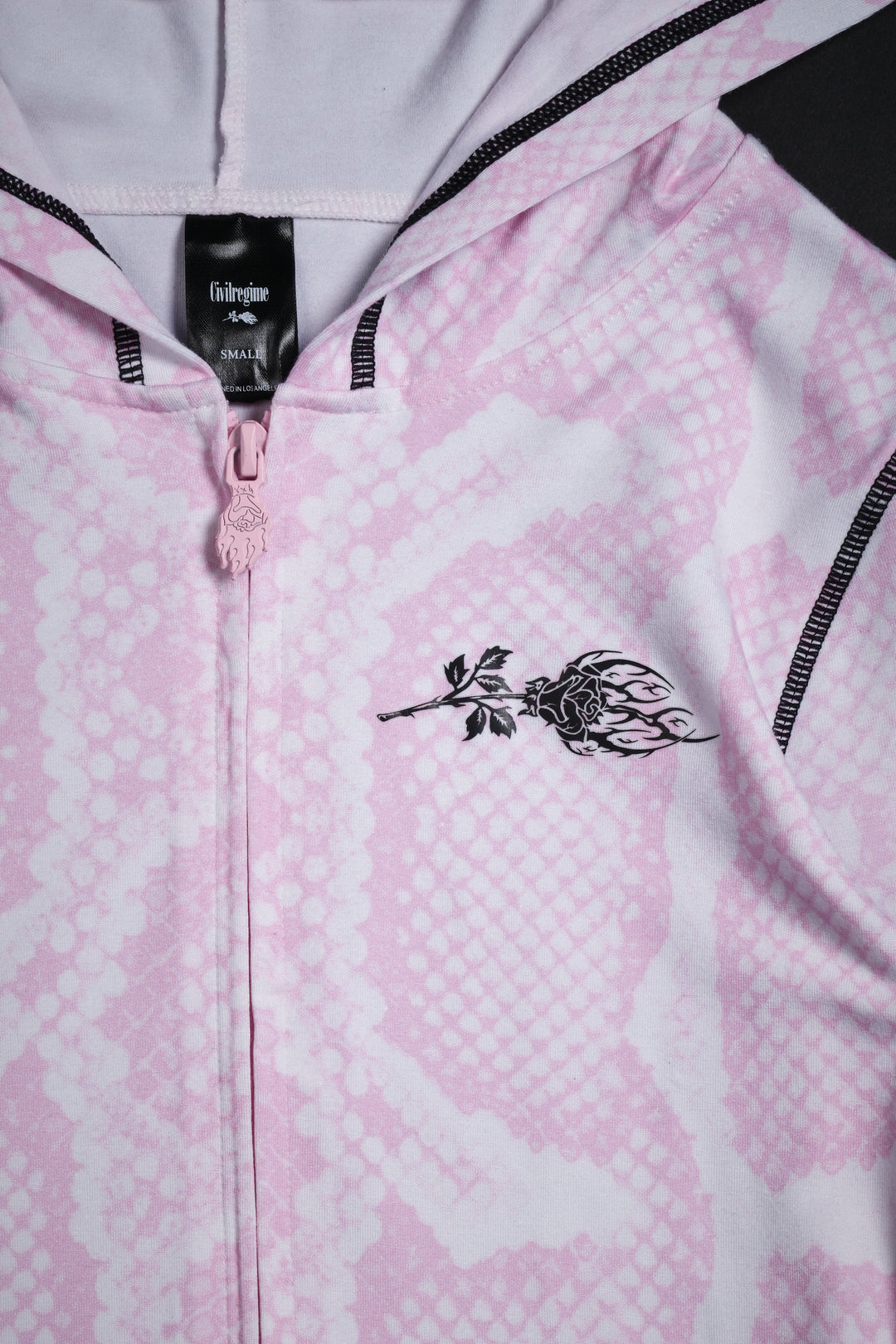 Serpent's Kiss Pookie's Zip Up Hoodie in Baby Pink Snake