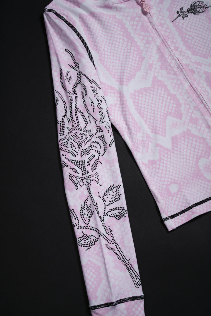Serpent's Kiss Pookie's Zip Up Hoodie in Baby Pink Snake