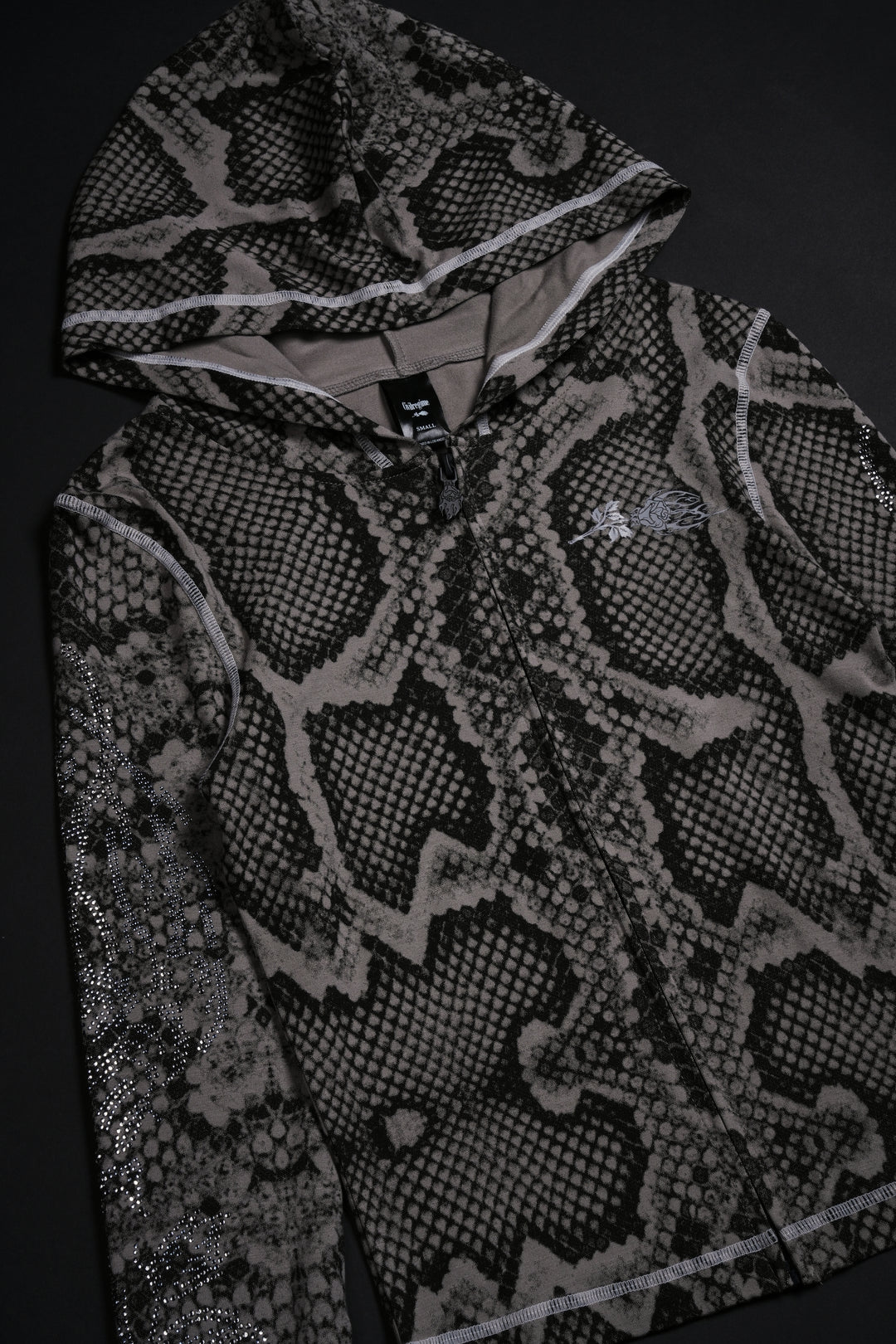 Serpent's Kiss Pookie's Zip Up Hoodie in Tonal Black