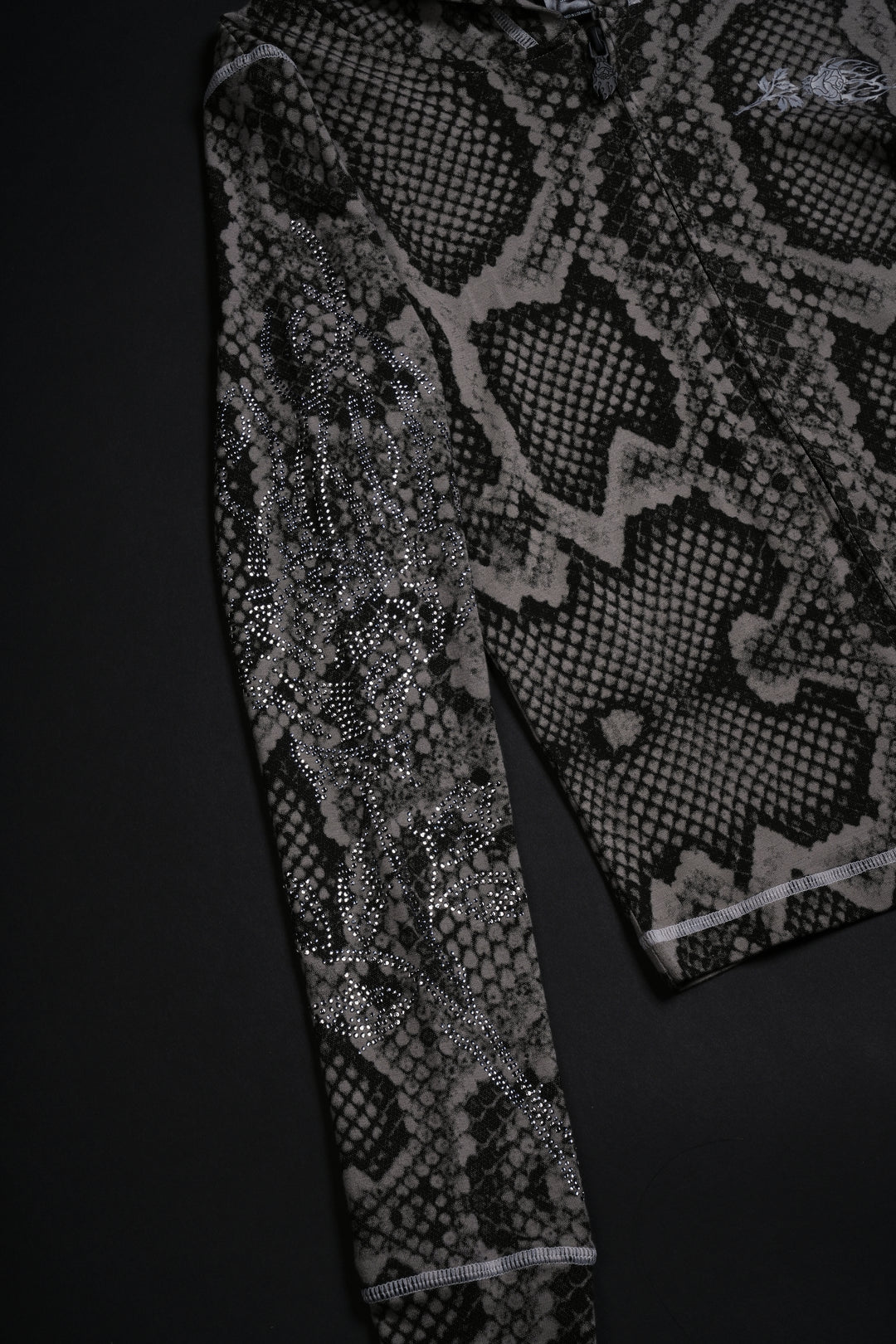 Serpent's Kiss Pookie's Zip Up Hoodie in Tonal Black