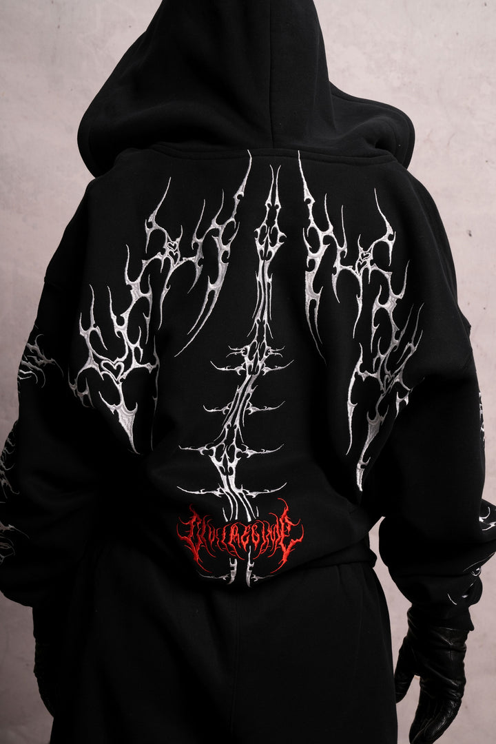 Chaos Regime Zip Up Hoodie in Black
