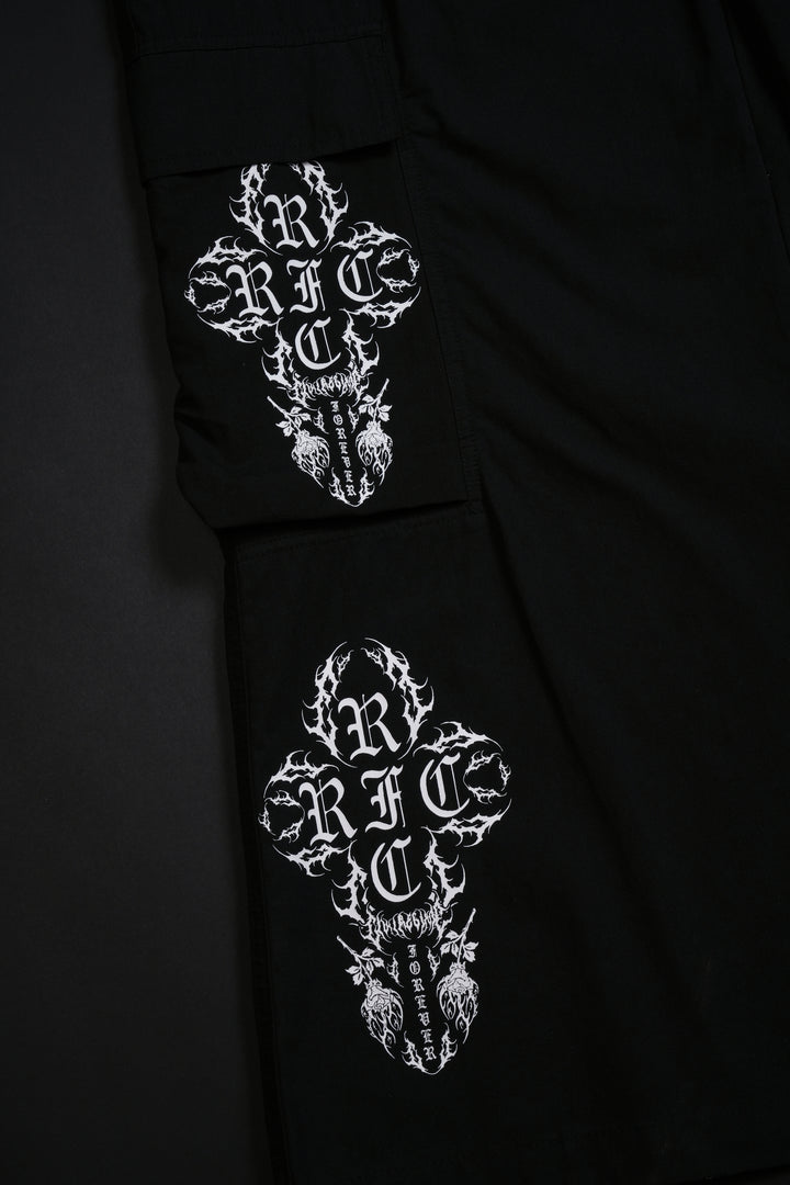Stacked RFC Ultra Wide Leg Pants in Black