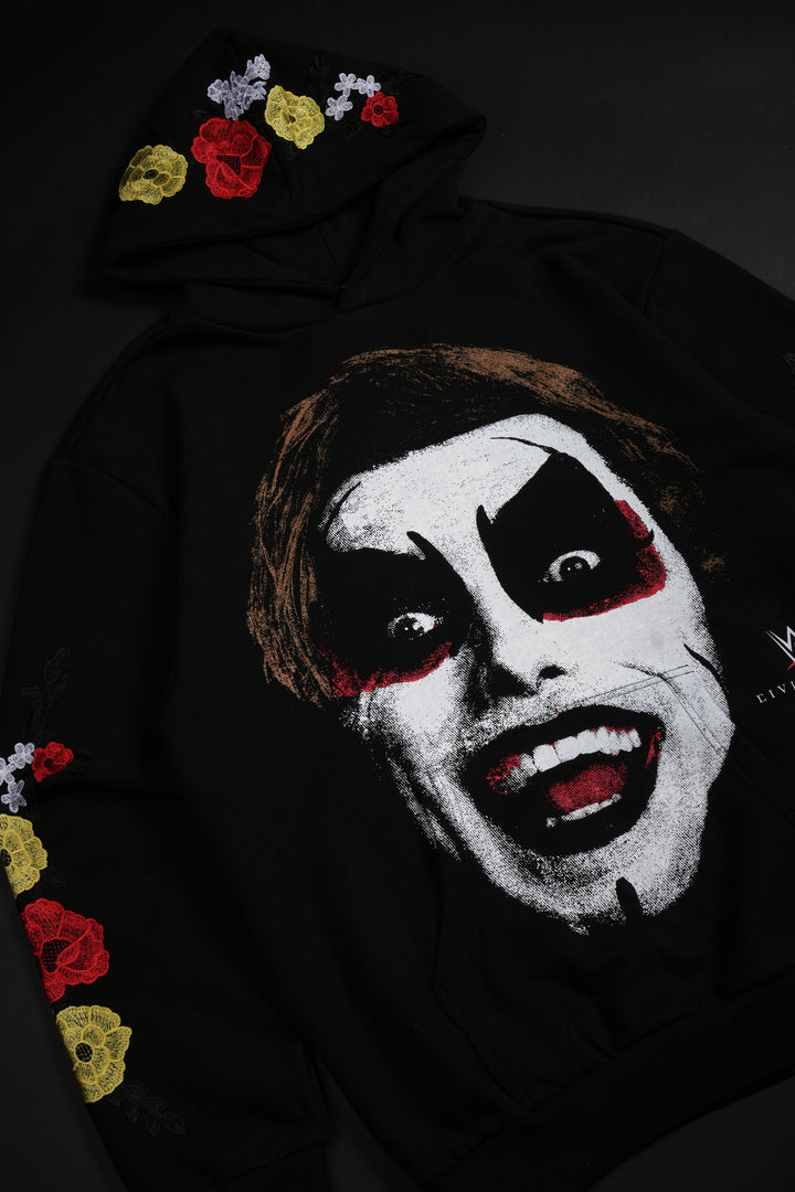 Cursed Forever Indie Rose Hoodie in Black
